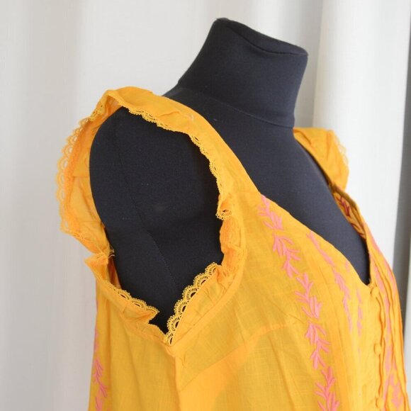 NWT Anthropologie Maeve Flutter-Sleeve Pintuck Embroidered Top Sz XS - Picture 9 of 10